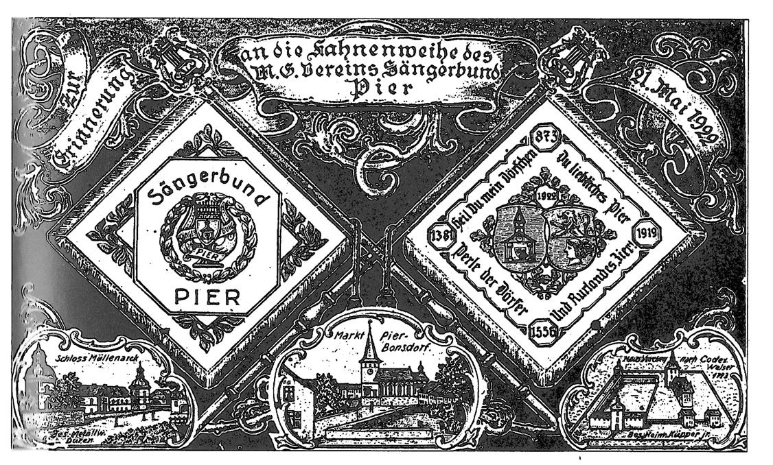 Erinnerungstafel zur Fahnenweihe des M. G. V. "Sängerbund" 1920 Pier vom 21. Mai 1922